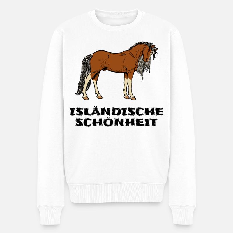 Isländer Pferde Statement Islandpferde Pferdenarr - Männer Premium Bio Pullover - Weiß