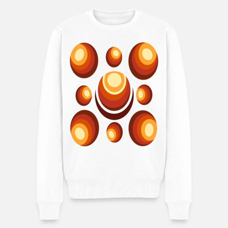 Halbmond Retro Kreismuster - Männer Premium Bio Pullover - Weiß