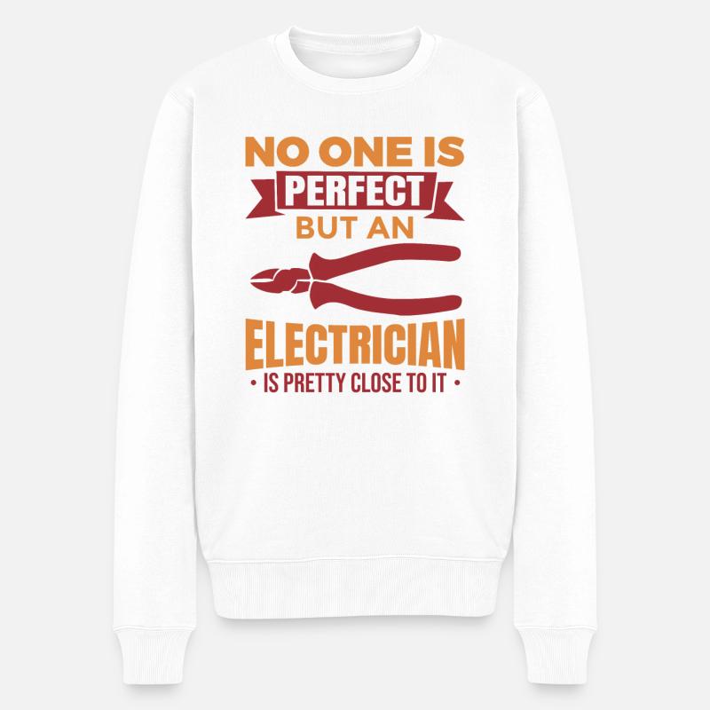 Sjov elektriker vittighed - Økologisk premium-sweatshirt til mænd - hvid