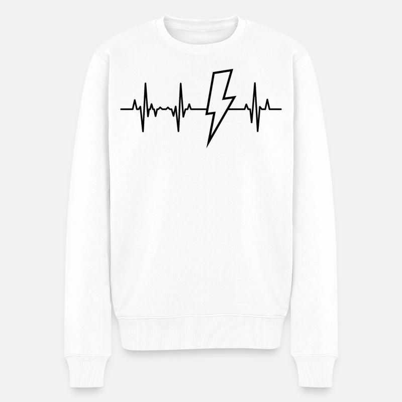 Elektriker Herzklopfen - Männer Premium Bio Pullover - Weiß