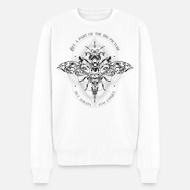 Biene Psychodelisch Geometrie Muster cooler Spruch - Männer Premium Bio Pullover - Weiß