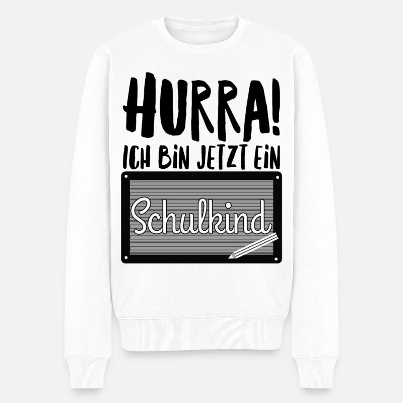 Hurra! Ich bin jetzt ein Schulkind - Männer Premium Bio Pullover - Weiß