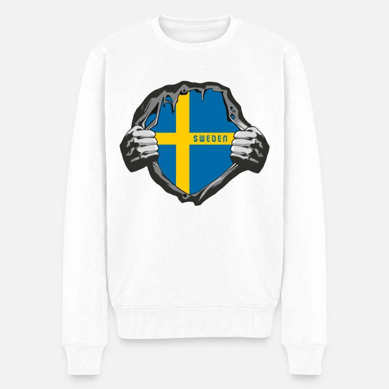 Drapeaux de la Suède - Pull Premium bio Homme - blanc