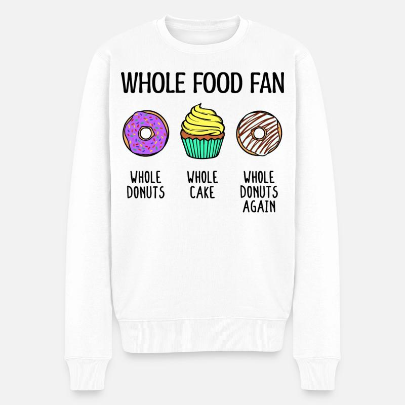 Naschen Donut Cupcake Statement Süßigkeiten Lecker - Männer Premium Bio Pullover - Weiß