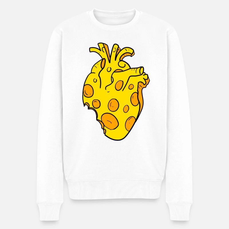 Käse Herz - Männer Premium Bio Pullover - Weiß