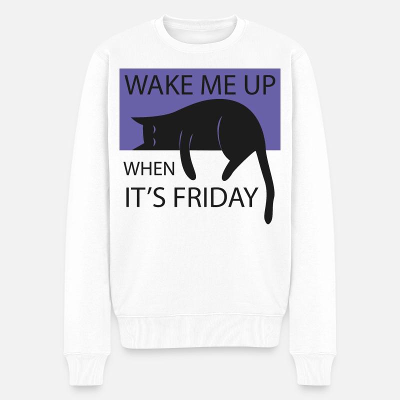 Wake me up when it's friday! - Männer Premium Bio Pullover - Weiß