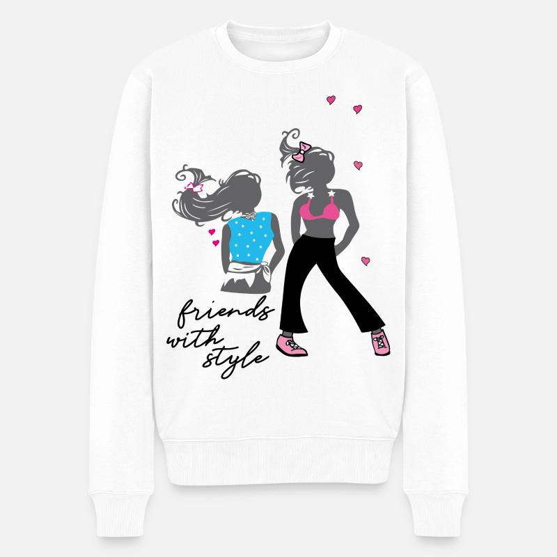 Girls, Friends, Mode - Männer Premium Bio Pullover - Weiß