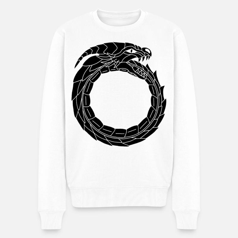 Verschlingender Schwarzer Drache - Männer Premium Bio Pullover - Weiß