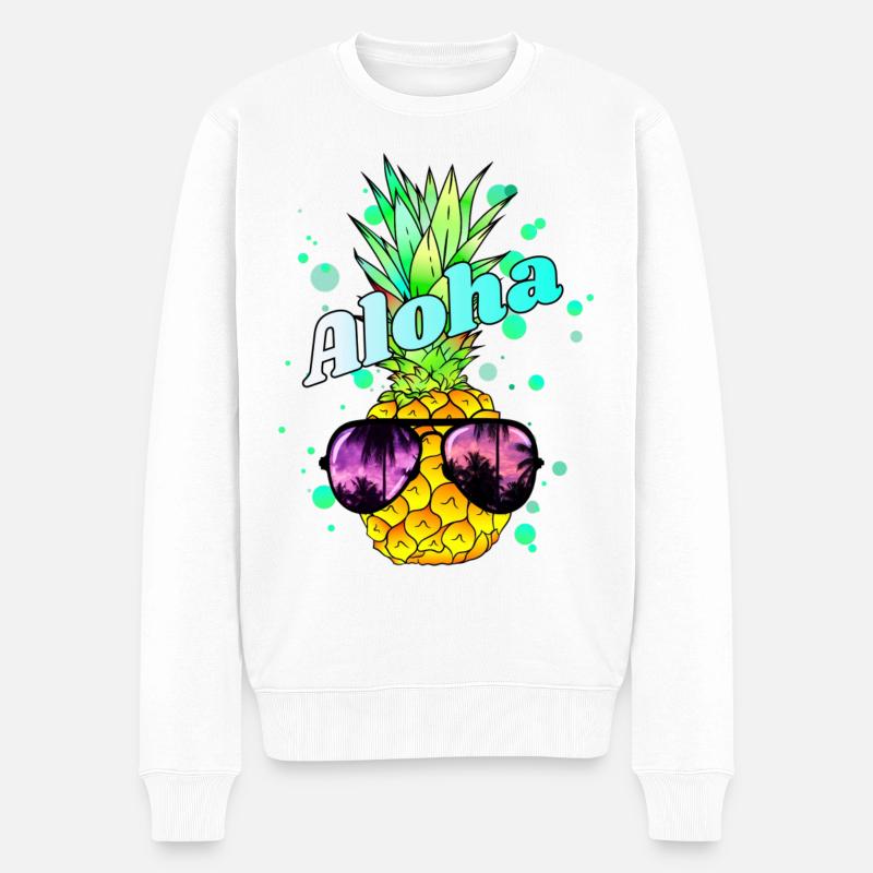 ananas frais Aloha - Pull Premium bio Homme - blanc