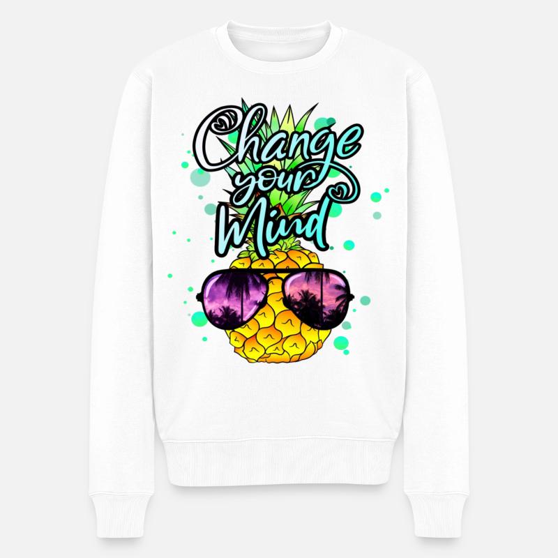 Ananas verändere dein Denken - Männer Premium Bio Pullover - Weiß