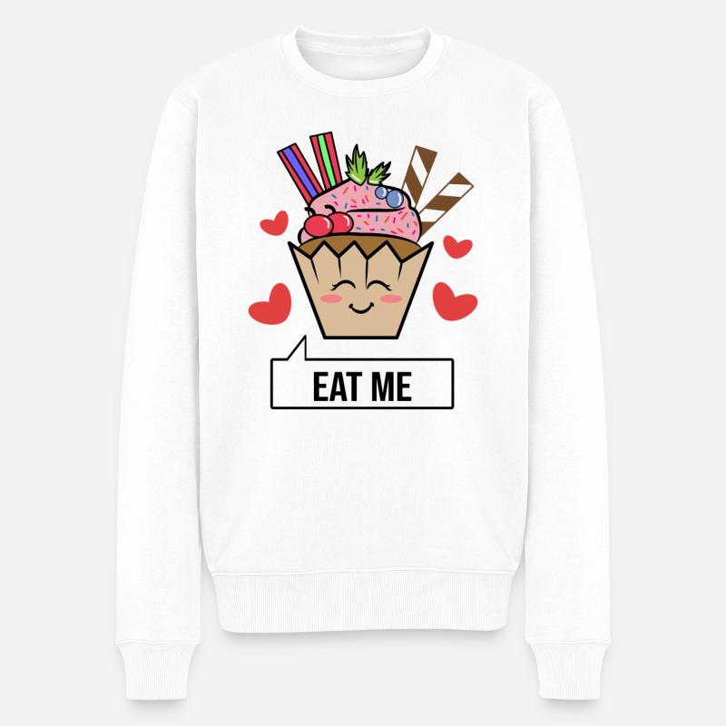 Herz Naschen Nachspeise Statement Süßigkeiten - Männer Premium Bio Pullover - Weiß