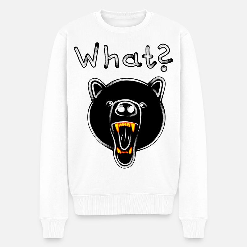 Grizzly Bär mit WHAT? - dunkel - Männer Premium Bio Pullover - Weiß