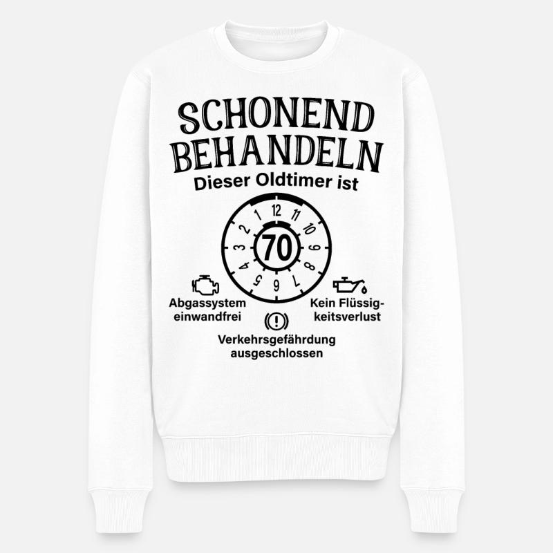 Oldtimer Ist 70 Schonend Behandeln 70. Geburtstag - Männer Premium Bio Pullover - Weiß