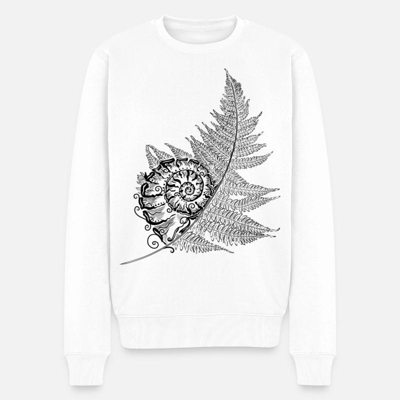 Farn Schneckenhaus Farnblatt Herbst - Männer Premium Bio Pullover - Weiß