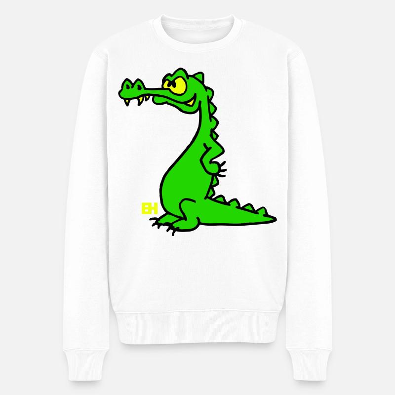 Smiling Crocodile, dreifarbiges Design - Männer Premium Bio Pullover - Weiß