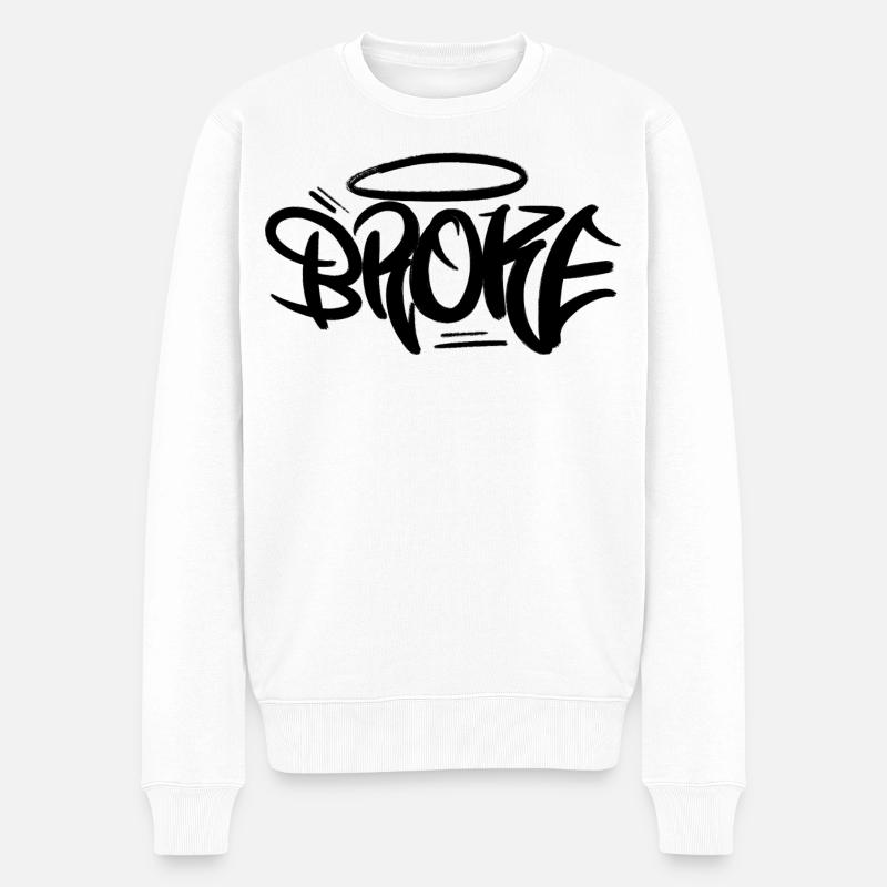 Broke Graffiti Design Style - Männer Premium Bio Pullover - Weiß