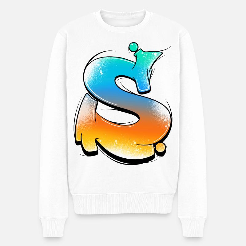 S-Farbverlauf Neon Spritzer - Männer Premium Bio Pullover - Weiß