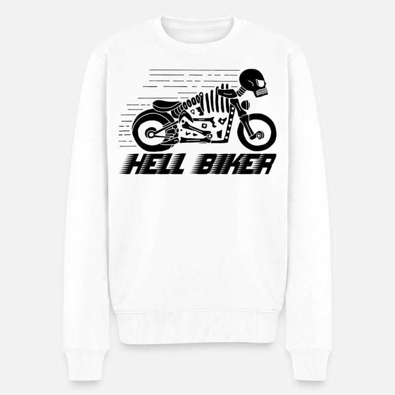 Moto squelette noire - Pull Premium bio Homme - blanc