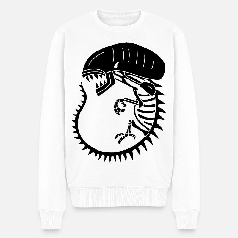 Schwarzes außerirdisches Monsterskelett - Männer Premium Bio Pullover - Weiß