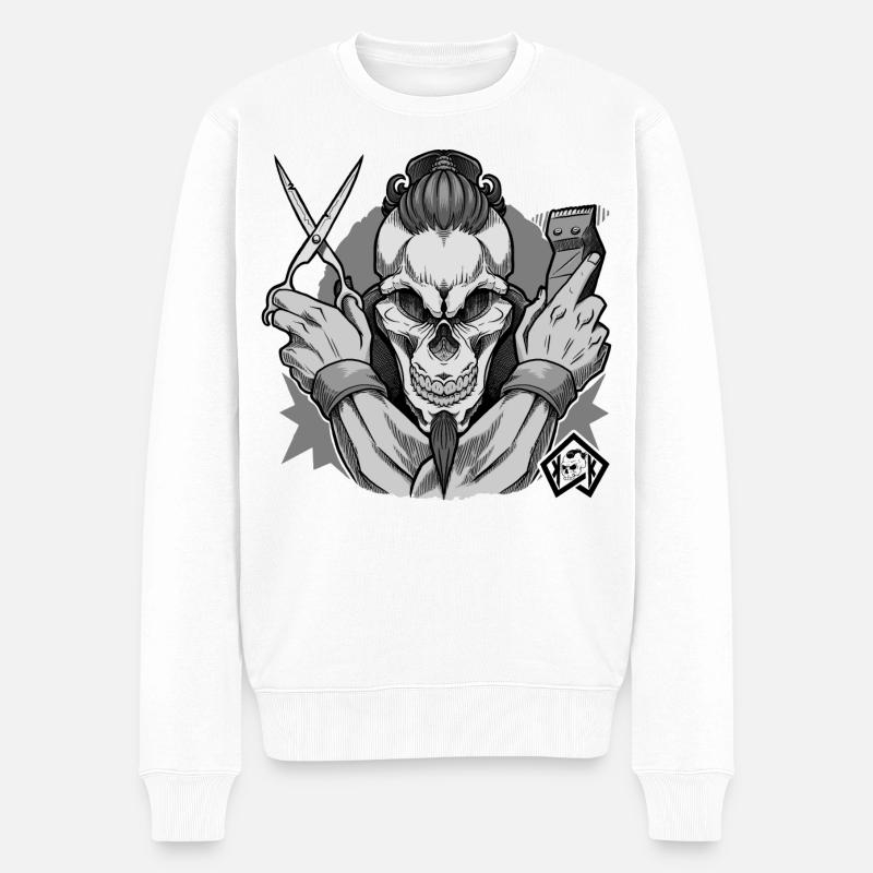 Friseur, Barber, Haarschnitt, Friseurmeister - Männer Premium Bio Pullover - Weiß