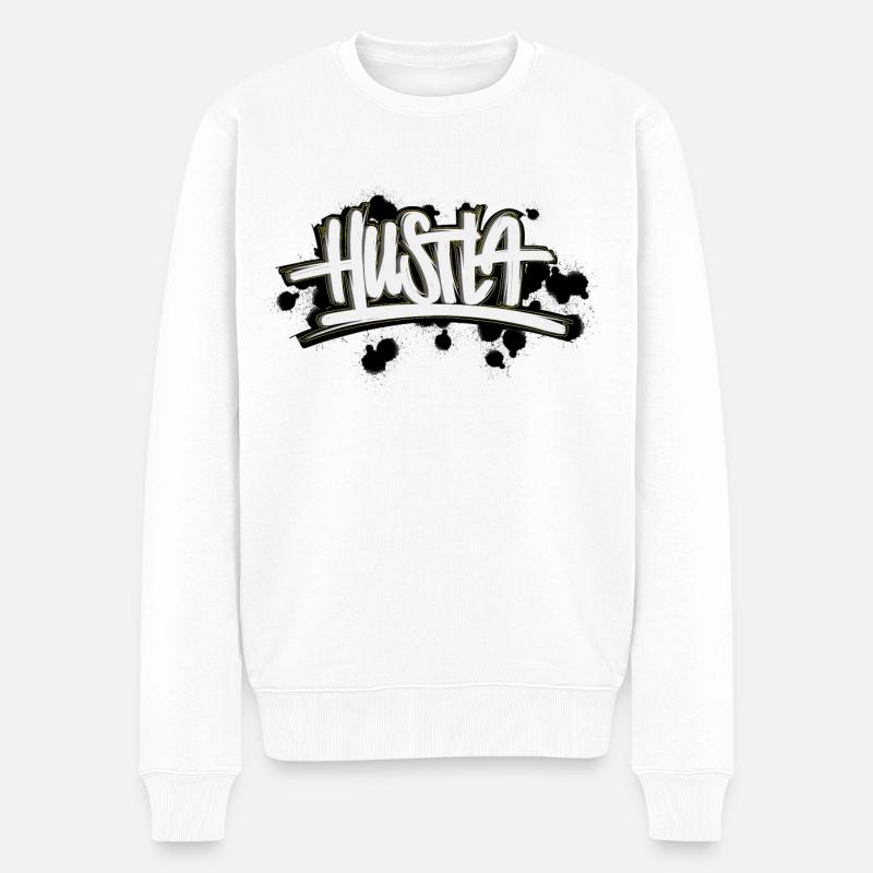 Lettrage de graffiti Hustla - Pull Premium bio Homme - blanc