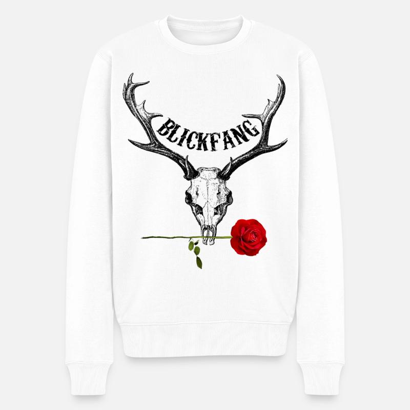 BLICKFANG Wild Rose hell - Männer Premium Bio Pullover - Weiß