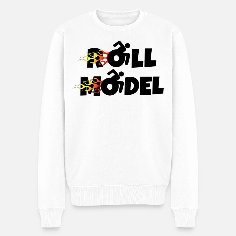 Jeder Rollstuhlfahrer ist ein Rollenmodell. Flammen* - Männer Premium Bio Pullover - Weiß