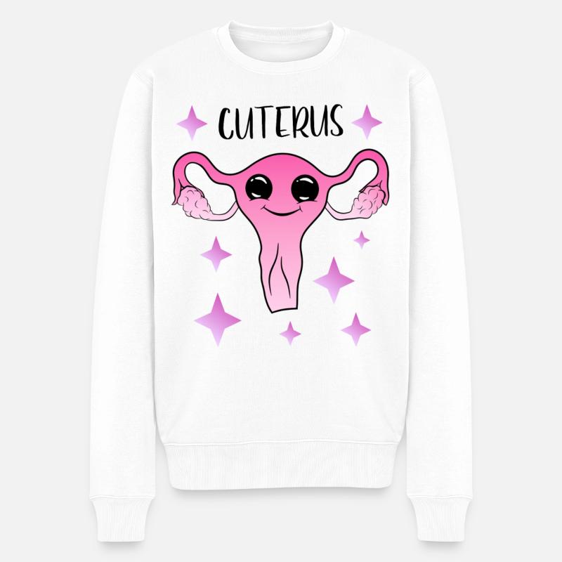 Cuterus - utérus mignon - Pull Premium bio Homme - blanc