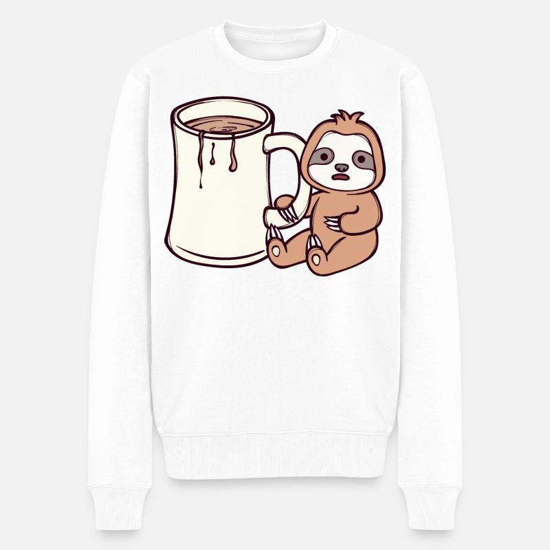 Dschungel Faul Faultier Langschläfer Müde Tier - Männer Premium Bio Pullover - Weiß