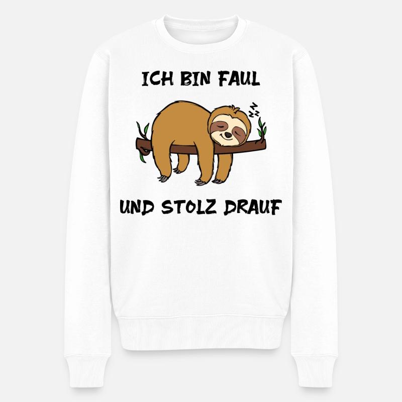 Schlafen Statement Dschungel Faultier Faul Tier - Männer Premium Bio Pullover - Weiß