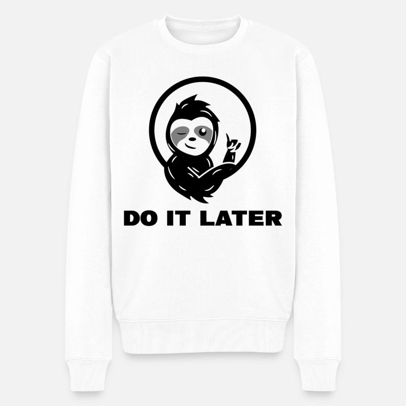 Chillen Faultier Faul Statement Urwald Säugetier - Männer Premium Bio Pullover - Weiß
