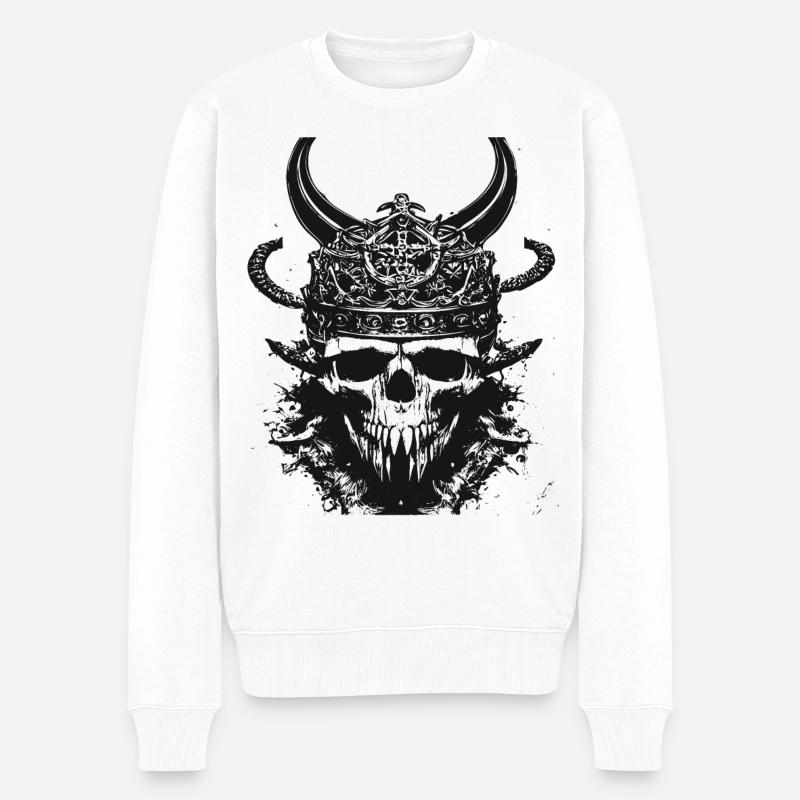 Crâne viking Valhalla Viking - Pull Premium bio Homme - blanc