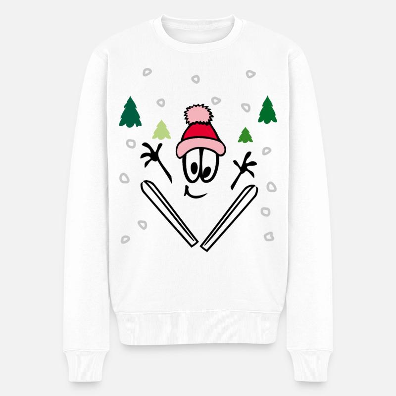 Wintersport, comic - Männer Premium Bio Pullover - Weiß