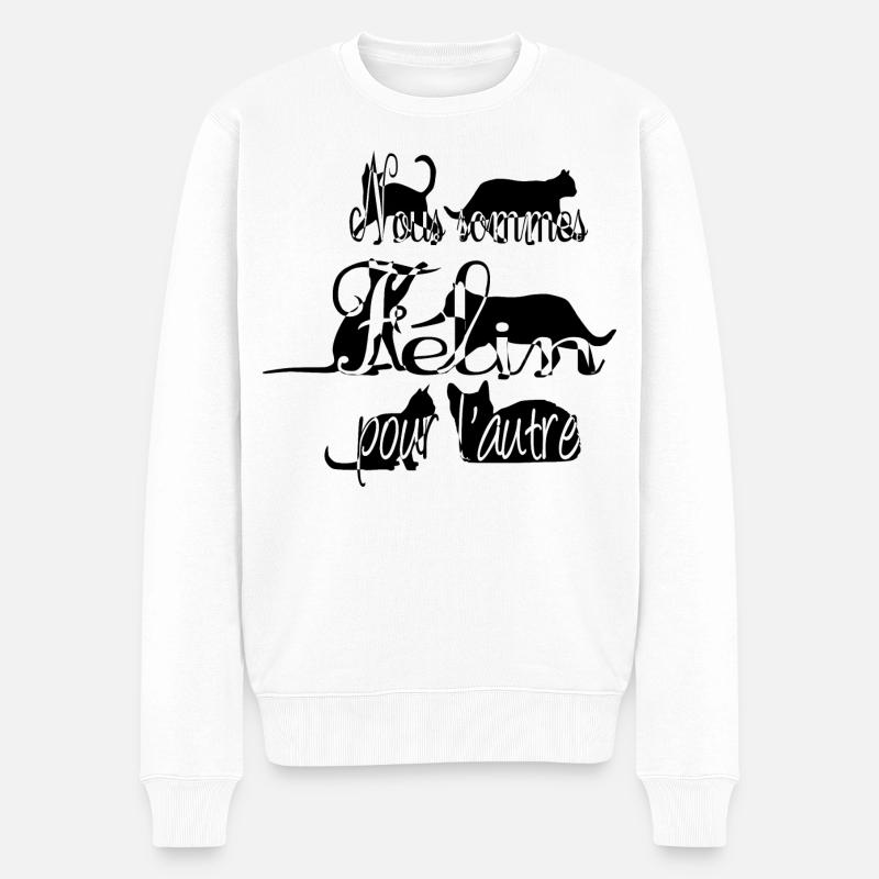 Katze - Männer Premium Bio Pullover - Weiß