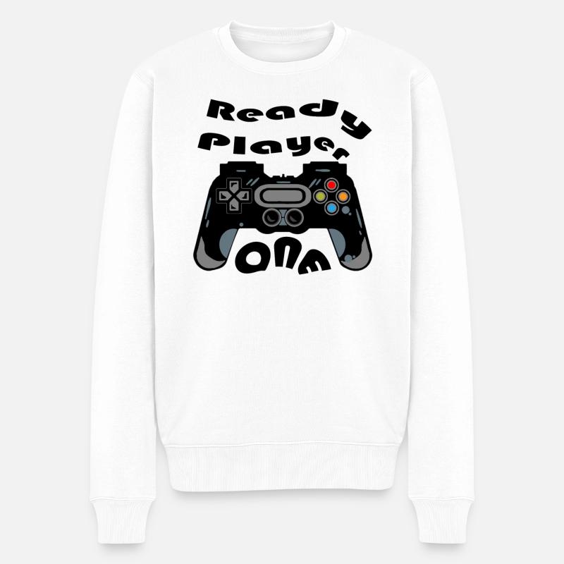 Silhouette de manette rétro - Pull Premium bio Homme - blanc