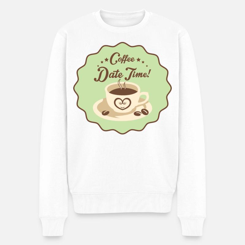 Coffee Date Time - Männer Premium Bio Pullover - Weiß