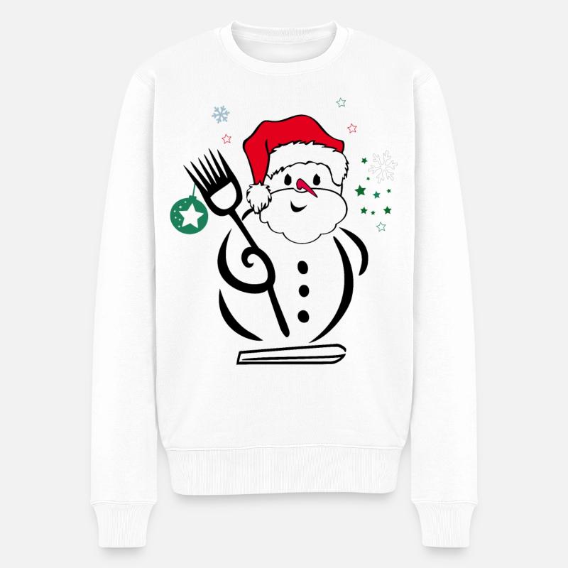 Schneemann, Weihnachtsmann - Männer Premium Bio Pullover - Weiß