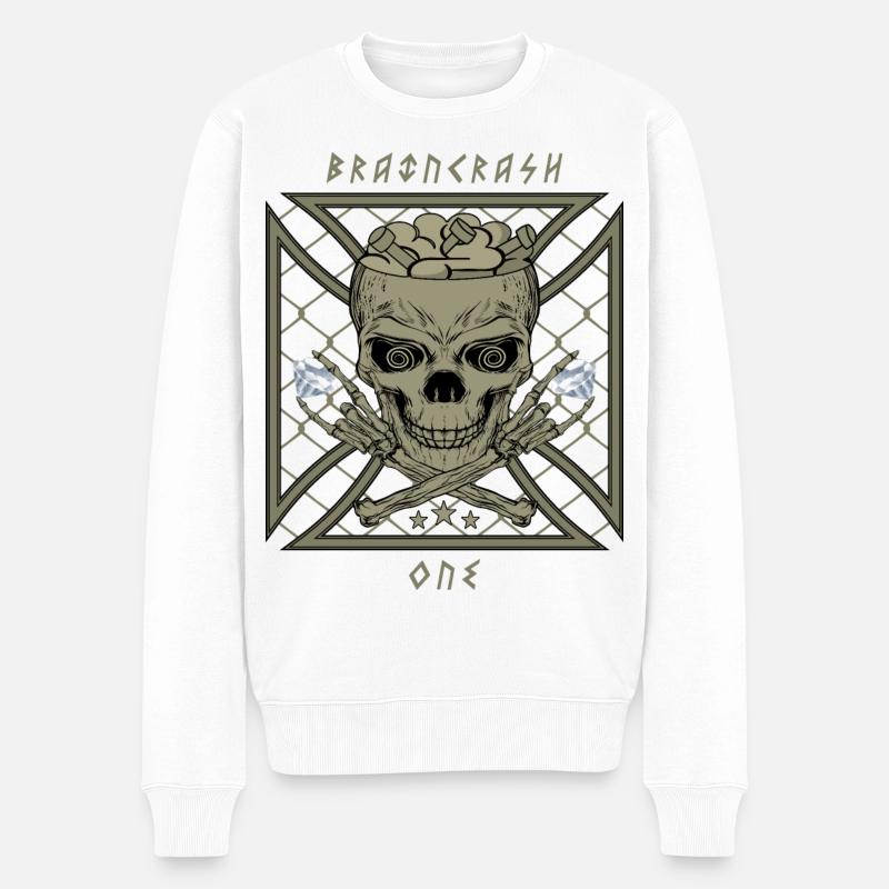 Brain Crash One - Pull Premium bio Homme - blanc