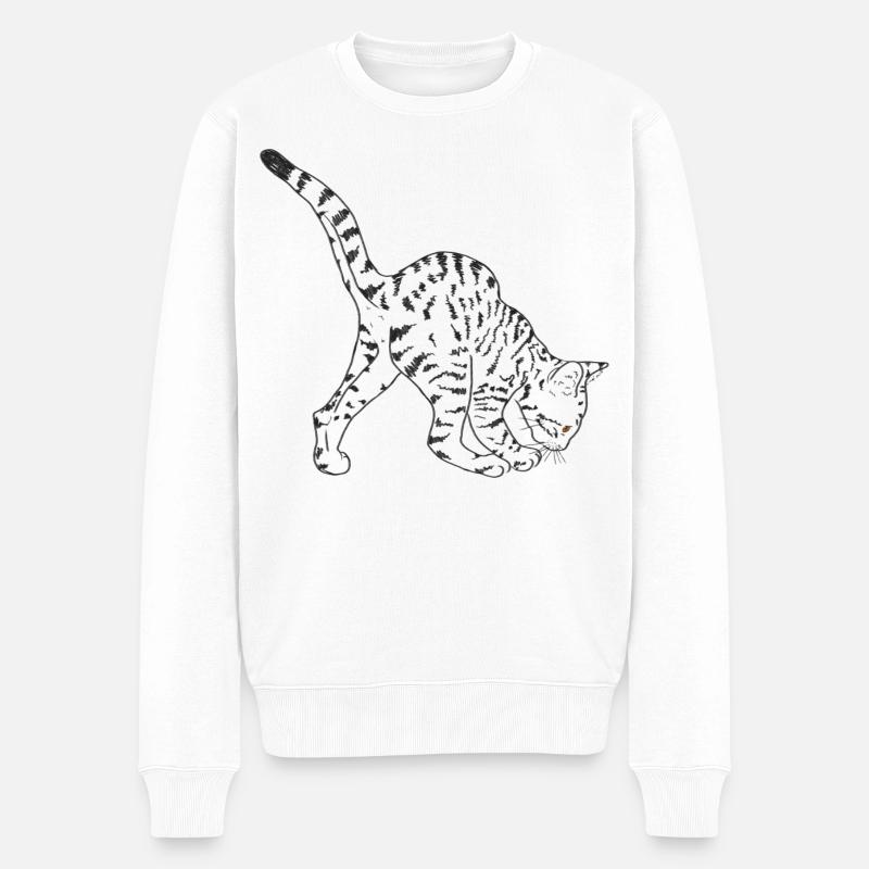 Schwarze Katze - Männer Premium Bio Pullover - Weiß
