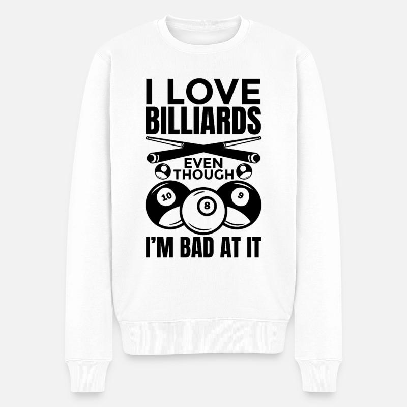 Lustiger Billardspieler - Männer Premium Bio Pullover - Weiß