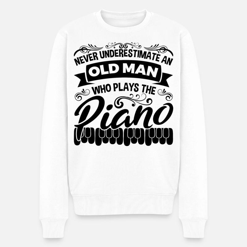 Pianist Opa - Männer Premium Bio Pullover - Weiß