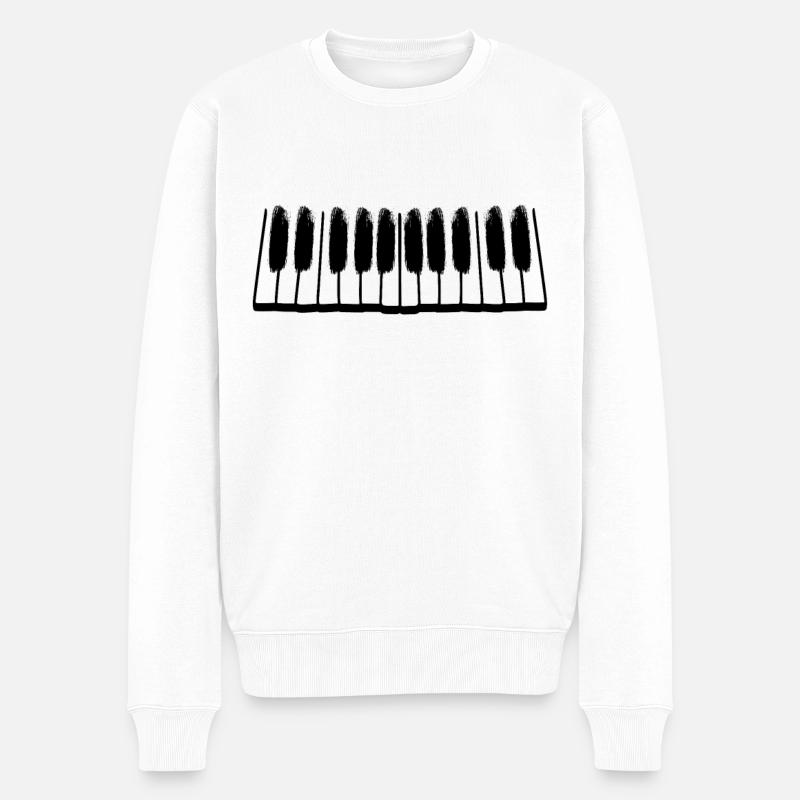 Klaviertasten - Männer Premium Bio Pullover - Weiß