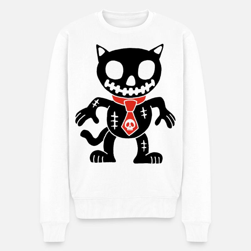 Chat noir poupée vaudou - Pull Premium bio Homme - blanc