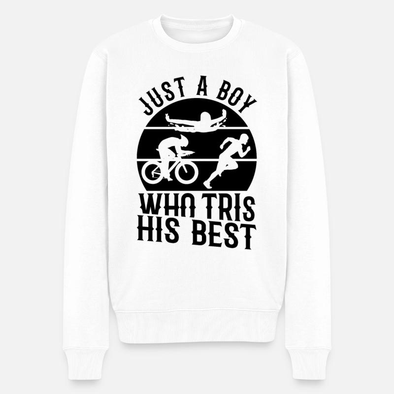 Triathlon Junge - Männer Premium Bio Pullover - Weiß