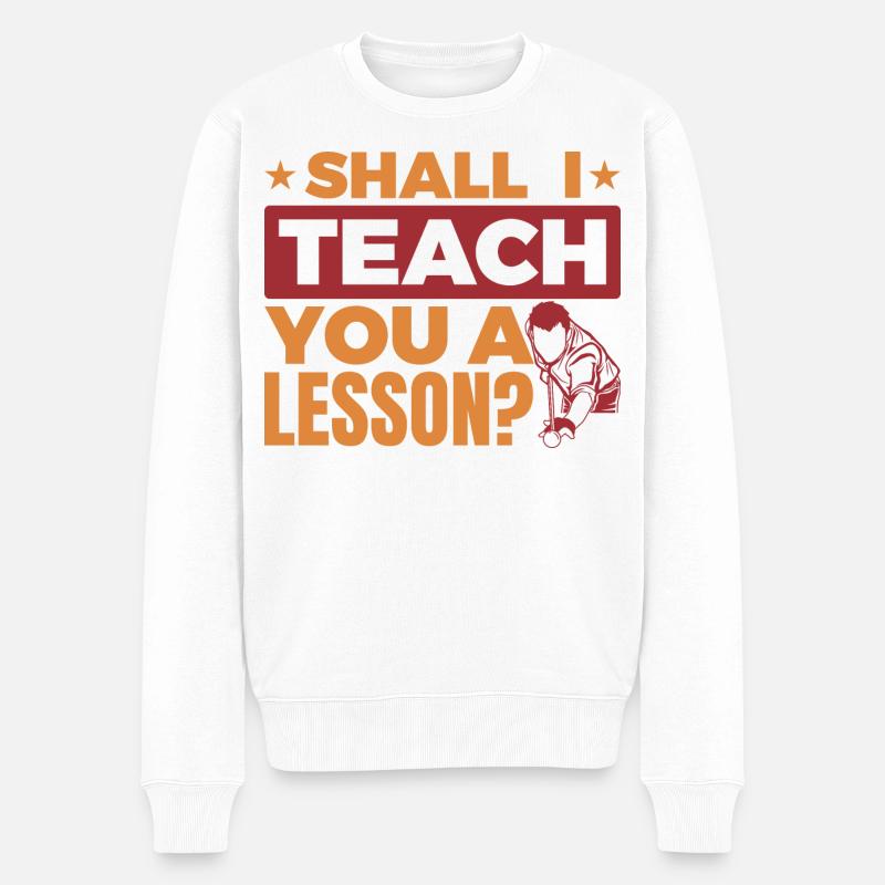 Witziger Billard Spruch - Männer Premium Bio Pullover - Weiß