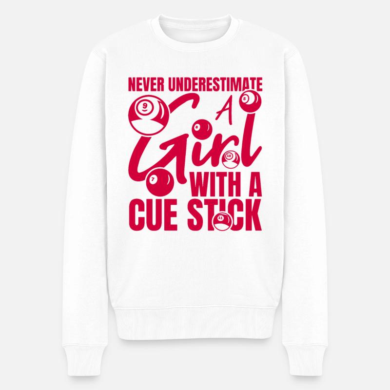 Billard Mädchen - Männer Premium Bio Pullover - Weiß