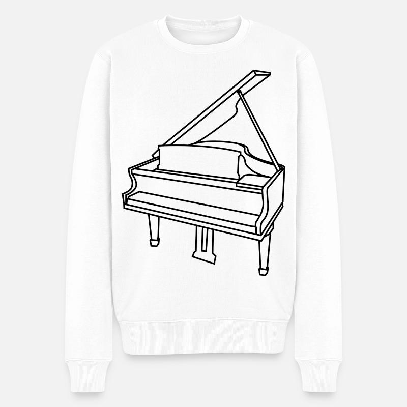 Klavier - Männer Premium Bio Pullover - Weiß