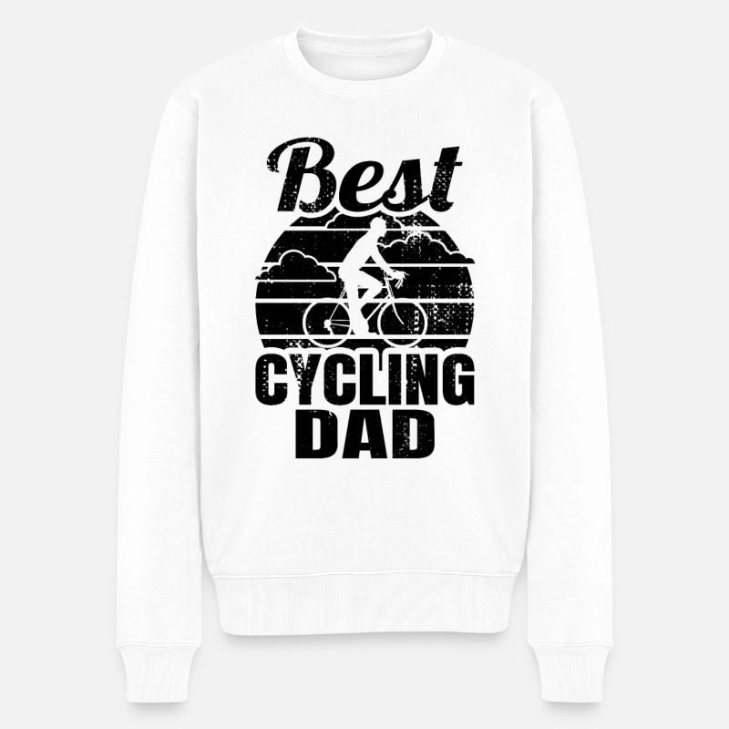Radfahrer Vater - Männer Premium Bio Pullover - Weiß