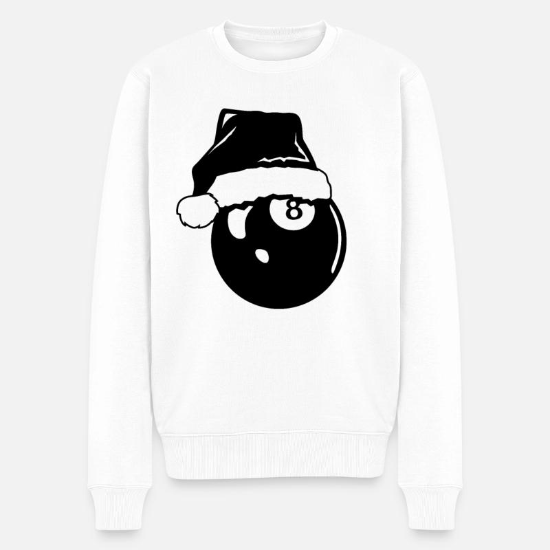 Billard Weihnachten - Männer Premium Bio Pullover - Weiß