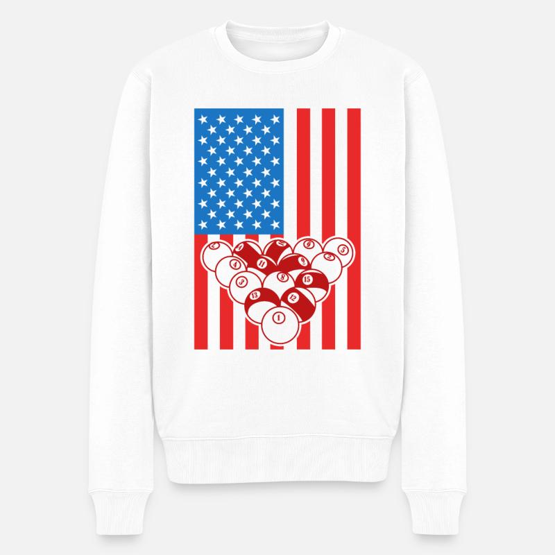 Drapeau de Billards USA - Pull Premium bio Homme - blanc